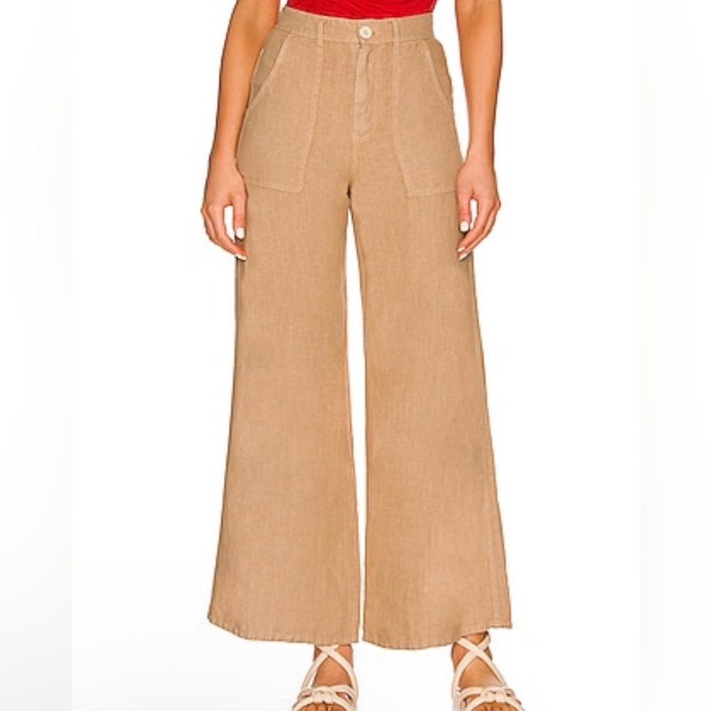 NWOT Enza Costa High waist wide leg linen pants.  Size 0 / XS in oat milk